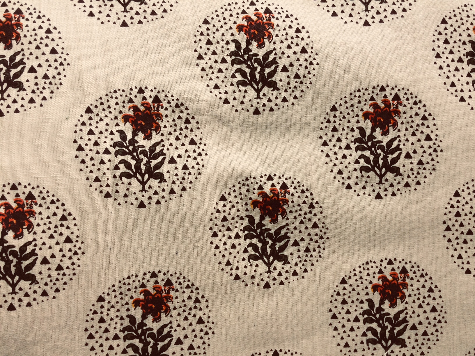 Circle Printed Cotton Flax Fabric
