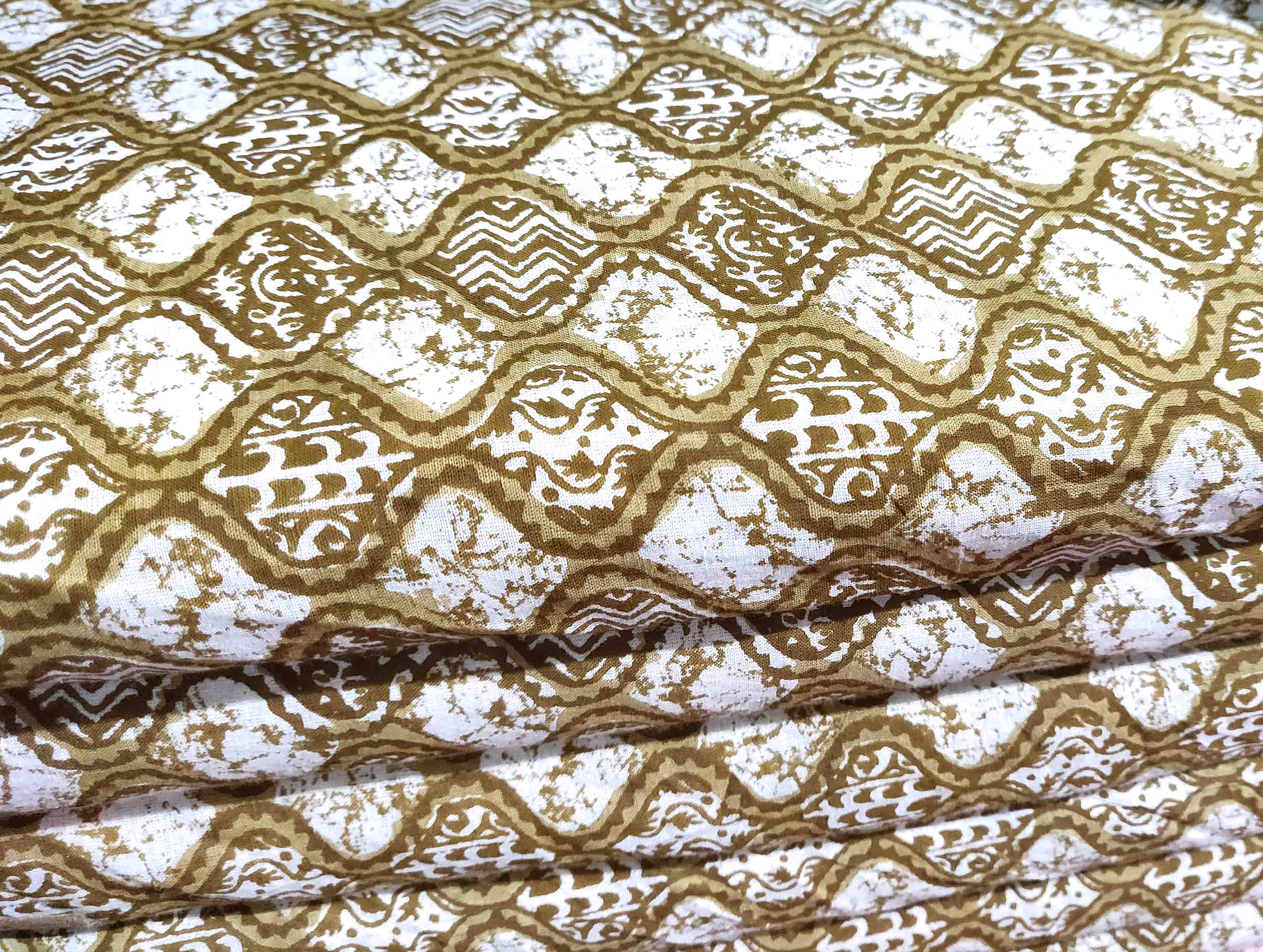 Brown Cotton Printed Fabric